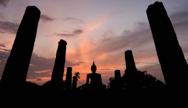Antik Buda heykeli. Sukhothai Tarih Parkı, sukhothai il