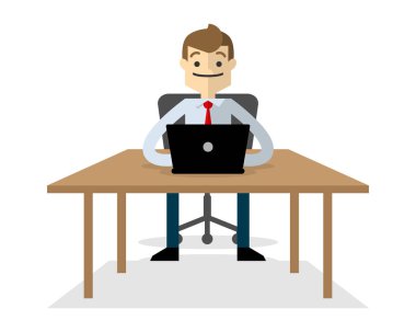 Vektör bir işadamı ile onun laptop 2