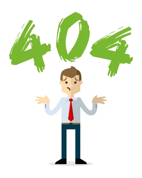 Διάνυσμα της ένας επιχειρηματίας με μια σελίδα 404 λάθους — Διανυσματικό Αρχείο