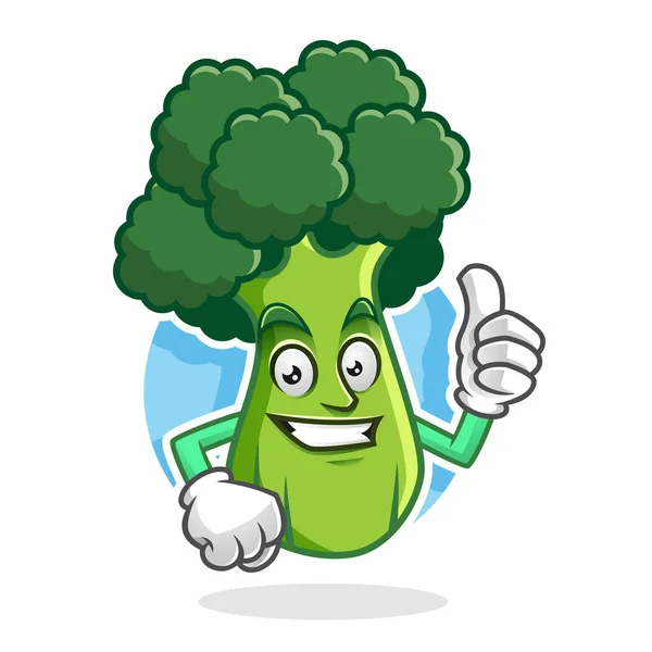 Thumb up brokoli maskot, karakter brokoli, brokoli kartun - Stok Vektor