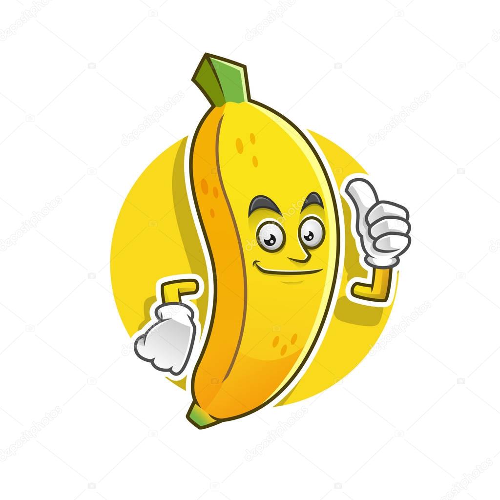 Thumb up banana mascot. Vector banana character