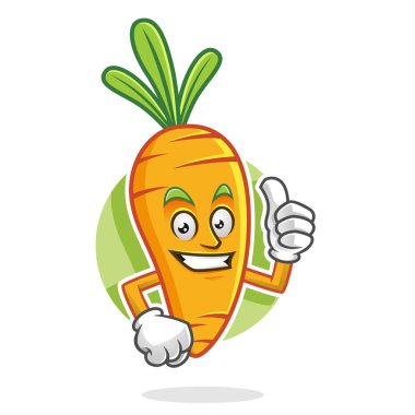 Başparmak havuç maskot, havuç karakter, havuç çizgi film.