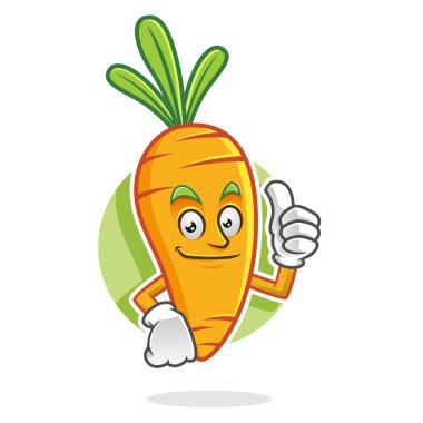 Başparmak havuç maskot, havuç karakter, havuç çizgi film.