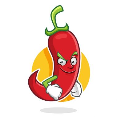 Güven chili biber maskotu, biber biber karakter, chili pe