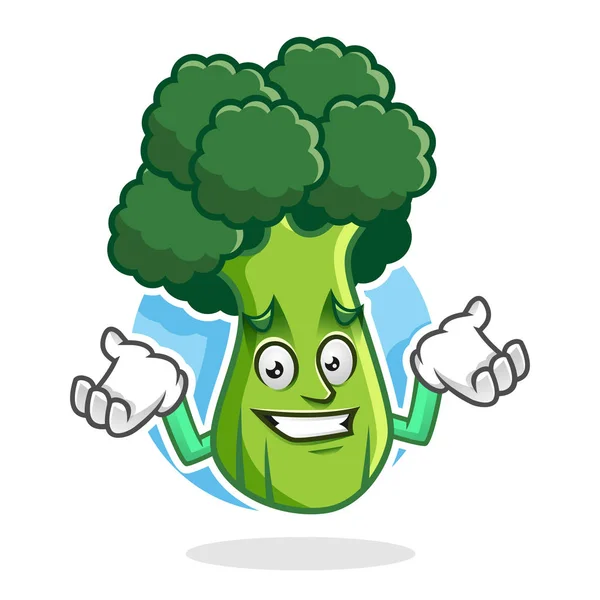 Merasa kasihan brokoli maskot, karakter brokoli, gerobak brokoli - Stok Vektor