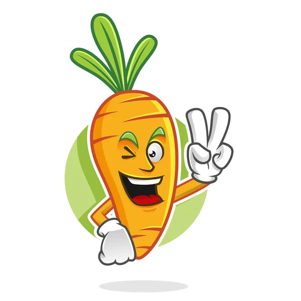 Maskot Peace Carrot, karakter wortel, kartun wortel - Stok Vektor
