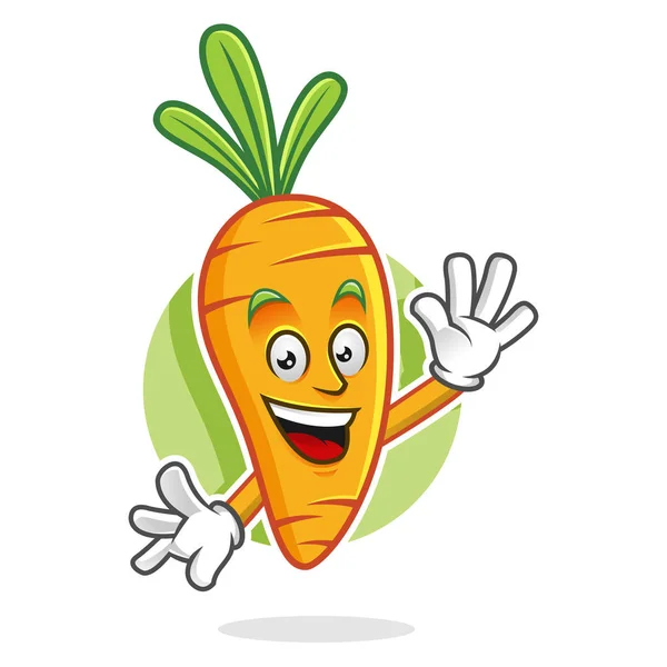 Saudação mascote de cenoura, personagem de cenoura, desenho animado de cenoura —  Vetores de Stock