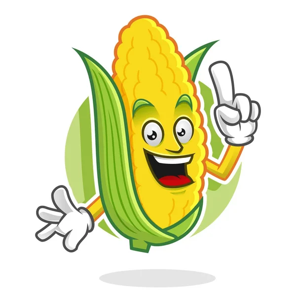 Bekam eine Idee Mais-Maskottchen, Mais-Charakter, Mais-Cartoon — Stockvektor