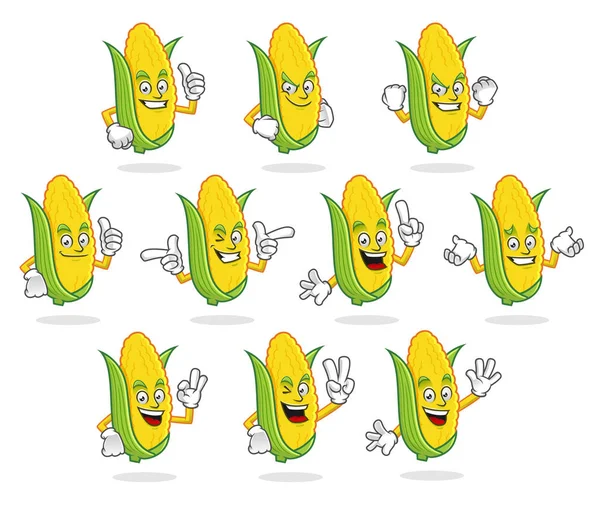 Maíz mascota vector pack, conjunto de caracteres de maíz, vector de maíz — Vector de stock