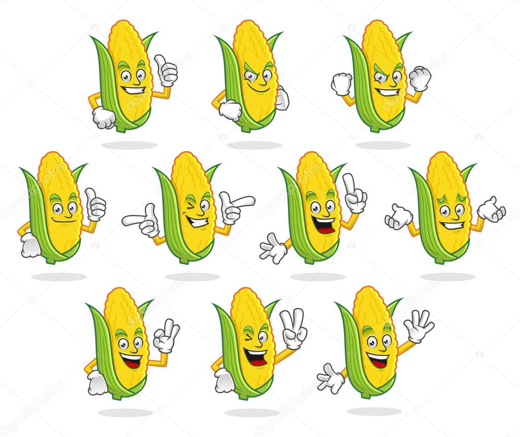 Corn mascot vector pack, Corn character set, vector of Corn