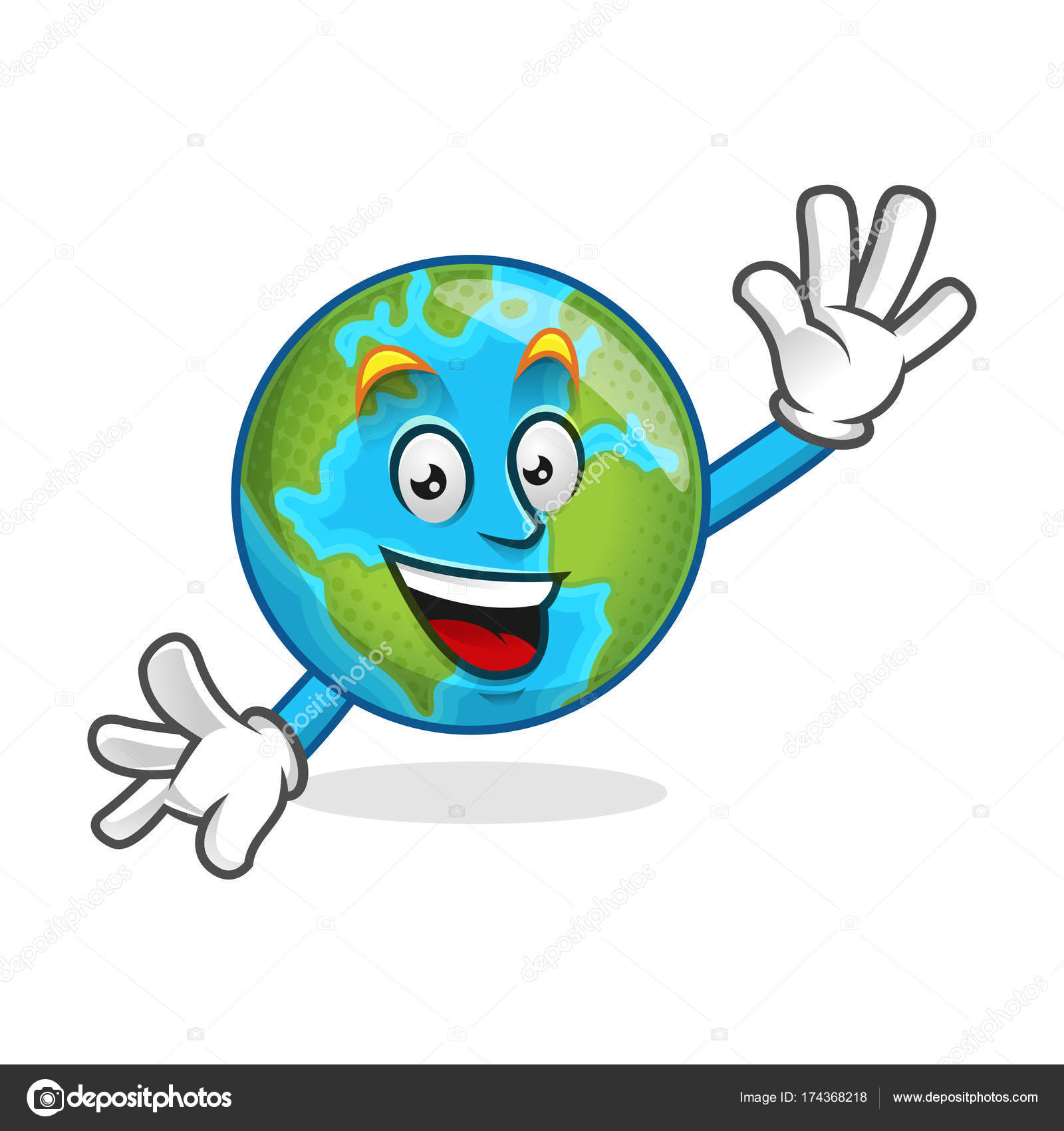 Greeting Earth Mascot Earth Character Earth Cartoon Vector