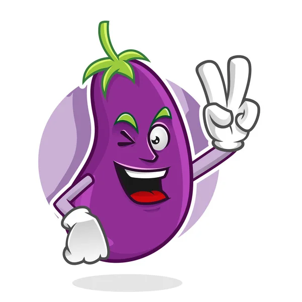 Fred aubergine maskot, aubergine karaktär, aubergine tecknad — Stock vektor