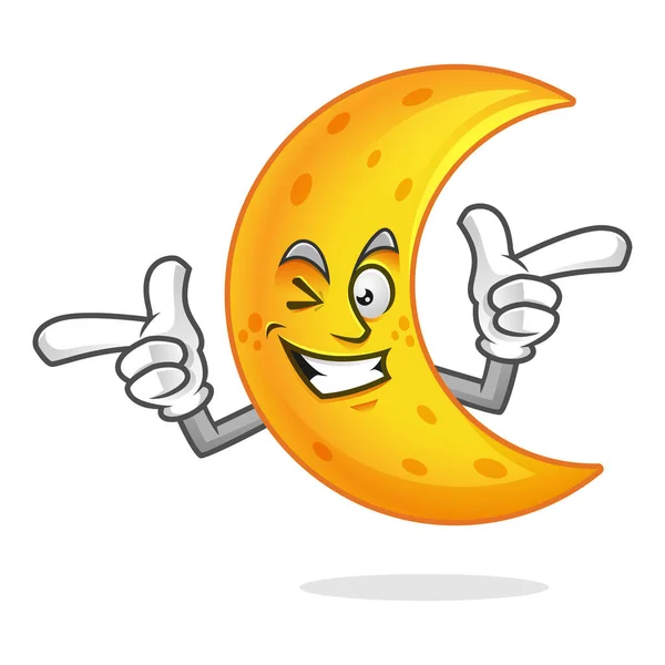 Щасливий фанк талісман Місяця, персонаж Місяця, вектор мультфільму Місяця, C — стоковий вектор