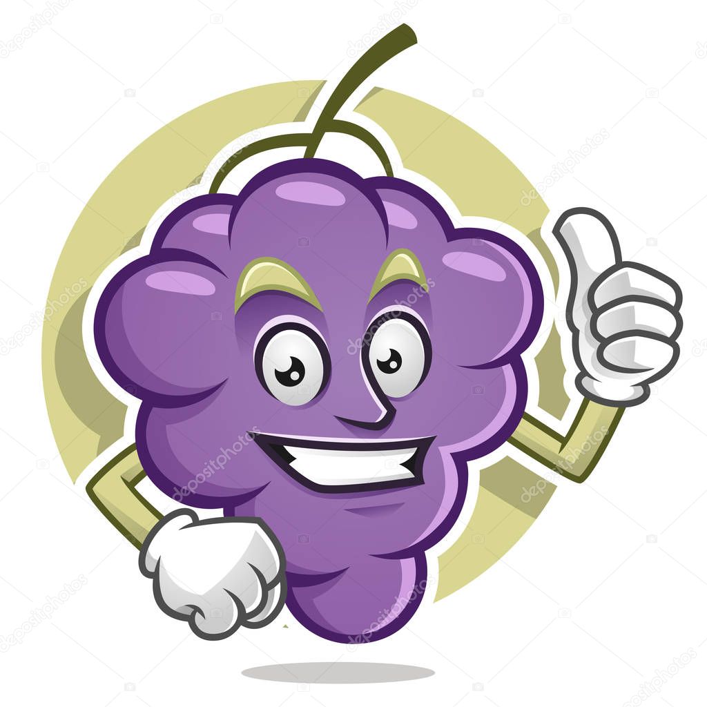 Thumb up grape mascot. Grape character vector. Grape logo