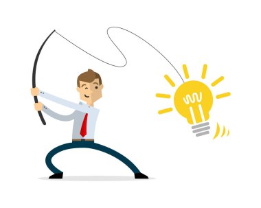 Vektör işadamı Balık tutma fikirlerin