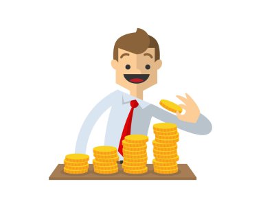 Vektör altın sikke, istifleme işadamı bir sikke bar cha yapma