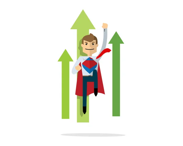 Vector de Empresario volando como Superman, súper héroe — Archivo Imágenes Vectoriales