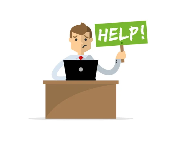 Επιχειρηματίας ή εργαζόμενος χρειάζονται βοήθεια — Διανυσματικό Αρχείο