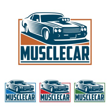 Muscle car logo, retro logo tarzı, vintage logo