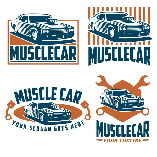 Logotipo do carro muscular, estilo logotipo retro, logotipo do vintage —  Vetores de Stock