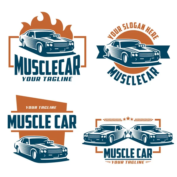 Logotipo do carro muscular, estilo logotipo retro, logotipo do vintage —  Vetores de Stock