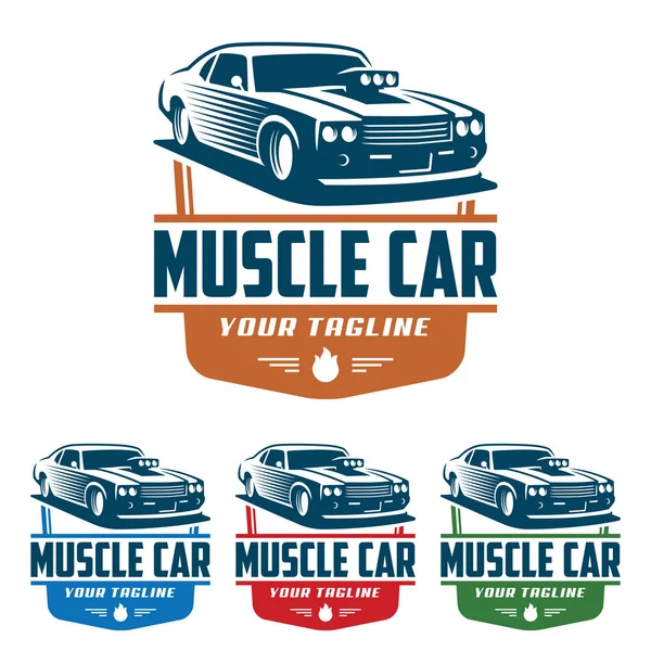 Αυτοκίνητο μυών λογότυπου, retro logo στυλ, vintage λογότυπο — Διανυσματικό Αρχείο