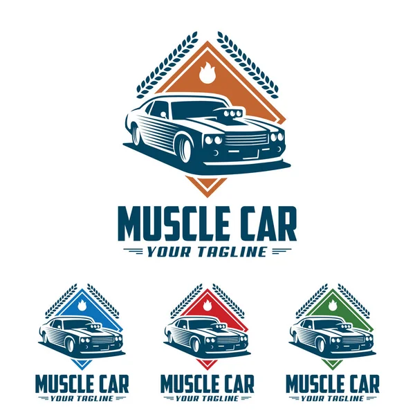 Αυτοκίνητο μυών λογότυπου, retro logo στυλ, vintage λογότυπο — Διανυσματικό Αρχείο