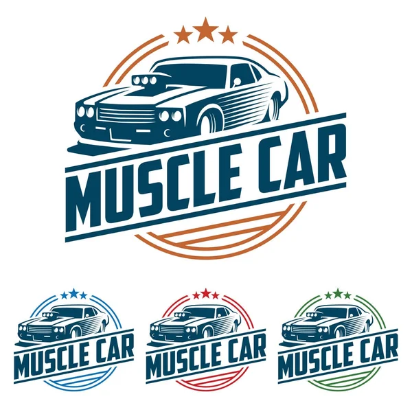 Logotipo del coche del músculo, estilo del logotipo retro, logotipo vintage — Vector de stock