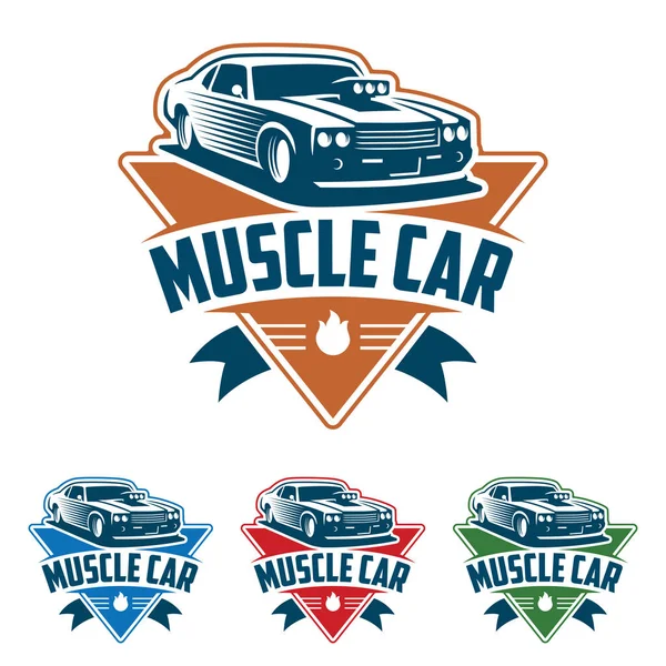 Muskel bil logotyp, retro logotypstil, vintage logo — Stock vektor
