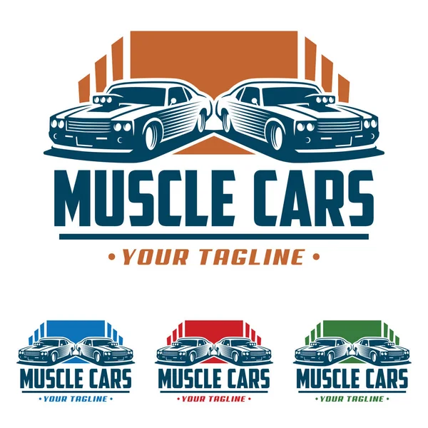 Logotipo do carro muscular, estilo logotipo retro, logotipo do vintage —  Vetores de Stock