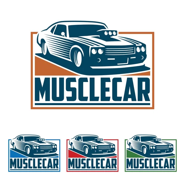 Logotipo del coche del músculo, estilo del logotipo retro, logotipo vintage — Vector de stock