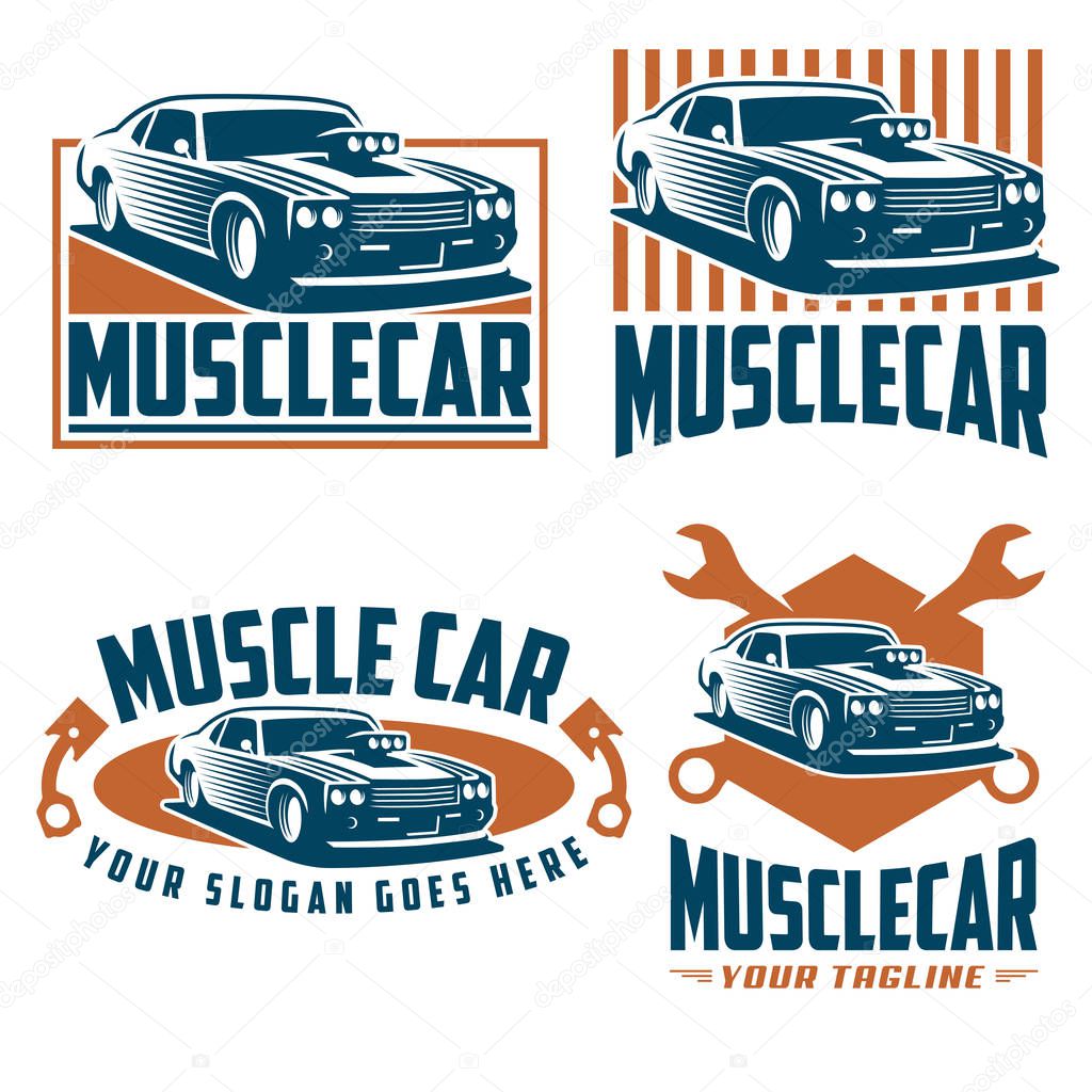Muscle car logo, retro logo stijl, vintage-logo — Stockvector