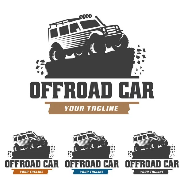 Logo de voiture hors route, logo hors route, modèle de logo de voiture SUV, hors route — Image vectorielle