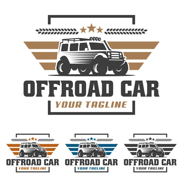Logotipo del coche de carretera, logotipo de todoterreno, plantilla de logotipo del coche de SUV, todoterreno — Vector de stock
