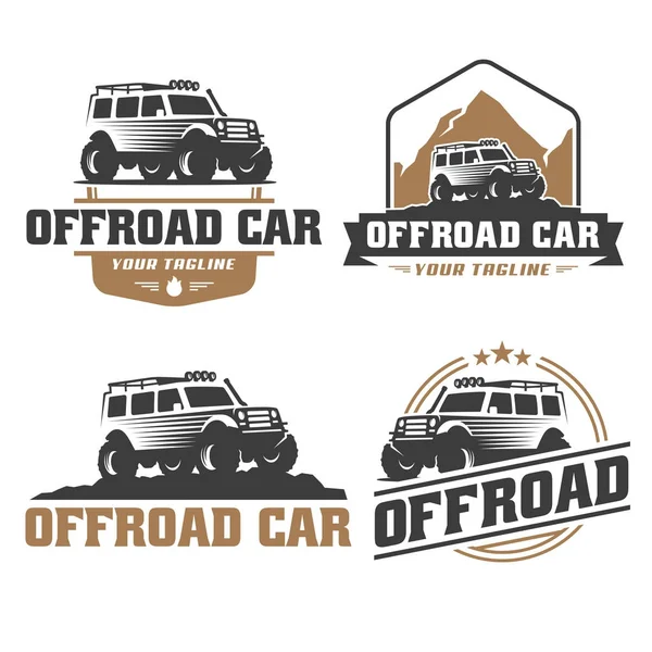 Logotipo del coche de carretera, logotipo de todoterreno, plantilla de logotipo del coche de SUV, todoterreno — Vector de stock