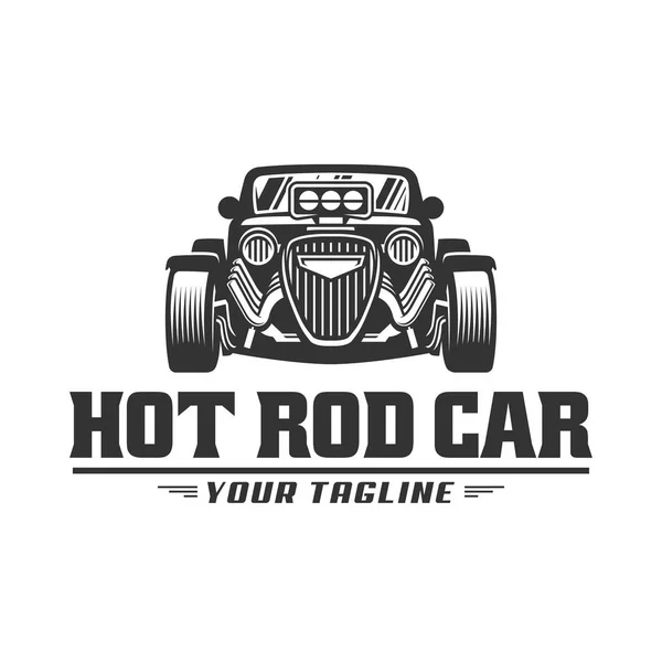 Logo del coche de la barra caliente, emblema del vector de HotRod, logotipo del coche de la barra caliente del vector — Vector de stock