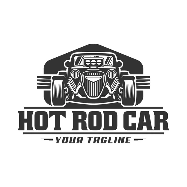 Λογότυπο αυτοκινήτων Hot Rod, πουσαρισμένο αυτοκίνητο έμβλημα φορέα, διάνυσμα Hot Rod αυτοκινήτου λογότυπο — Διανυσματικό Αρχείο