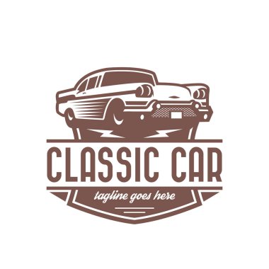 Klasik araba logosu şablonu, eski model araba logosu, retro araba logosu desi