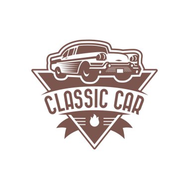 Klasik araba logosu şablonu, eski model araba logosu, retro araba logosu desi
