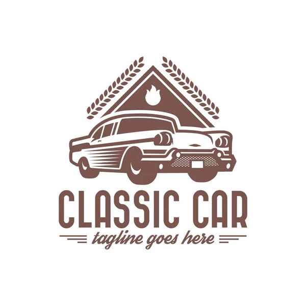 Klasik araba logosu şablonu, eski model araba logosu, retro araba logosu desi — Stok Vektör