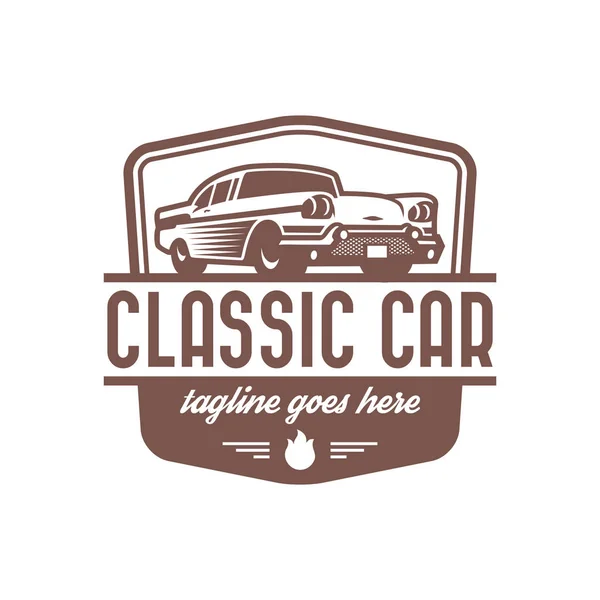 Plantilla de logotipo de coche clásico, logotipo de coche vintage, desi logotipo de coche retro — Vector de stock