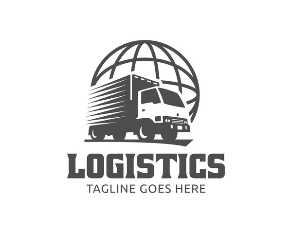 Logo del camion, logo del carico, camion di carico di consegna, logo logistico — Vettoriale Stock