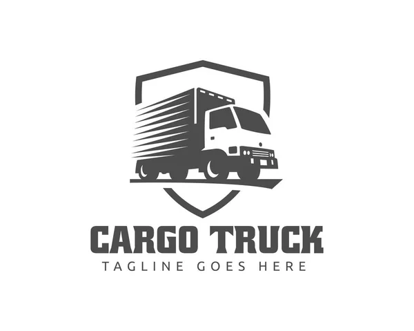 Logotipo do caminhão, logotipo da carga, caminhões de carga de entrega, logotipo logístico — Vetor de Stock