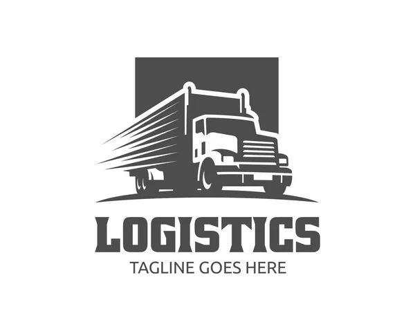 Logo del camion, logo del carico, camion di carico di consegna, logo logistico — Vettoriale Stock