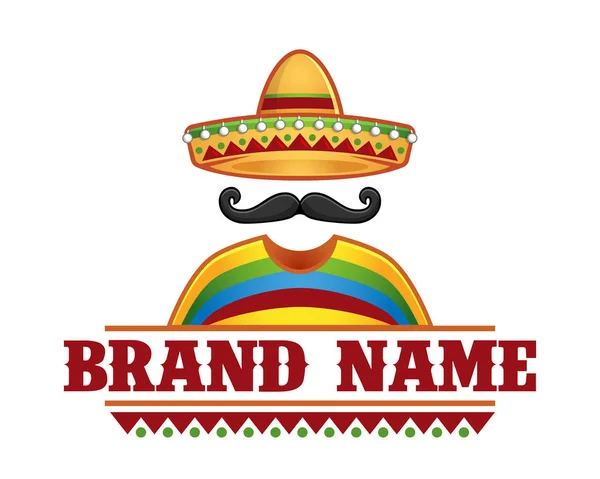 Vetor de sombrero e bigode, perfeito para restaurante mexicano — Vetor de Stock