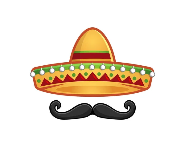 Sombrero y plantilla de icono de bigote — Vector de stock