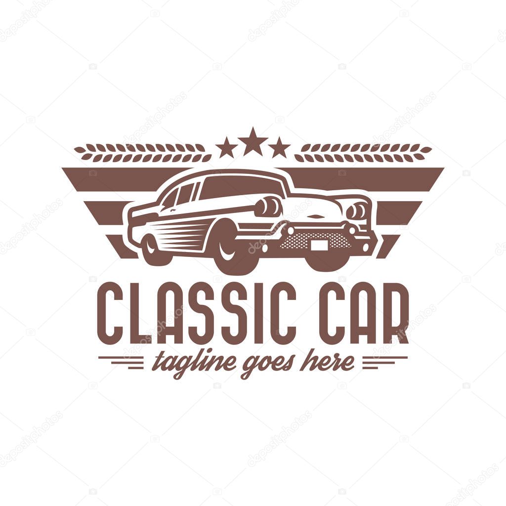 A template of classic or vintage or retro car logo design. vintage style