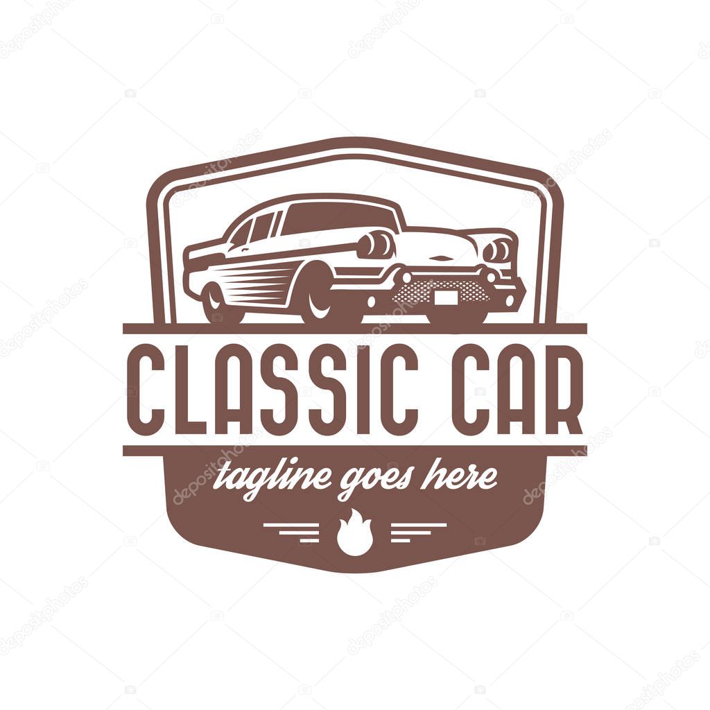 A template of classic or vintage or retro car logo design. vintage style