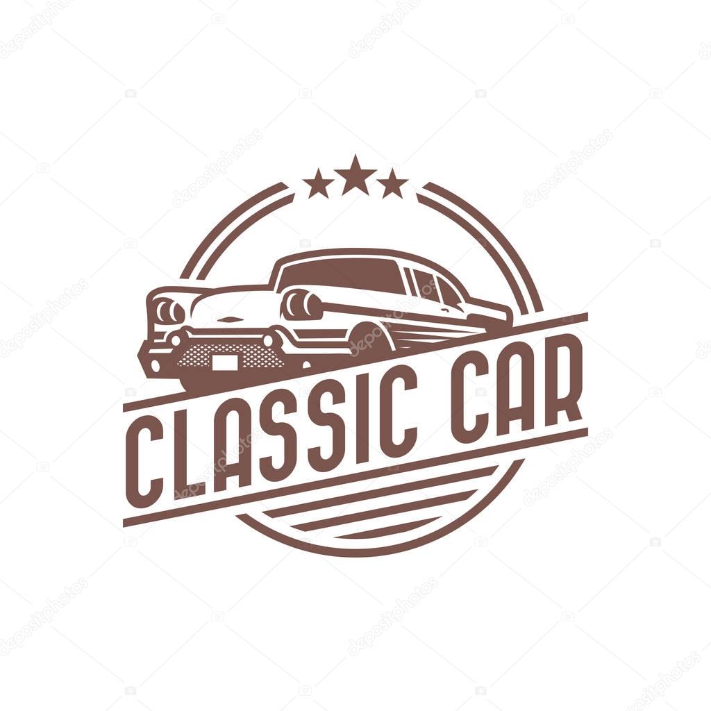 A template of classic or vintage or retro car logo design. vintage style