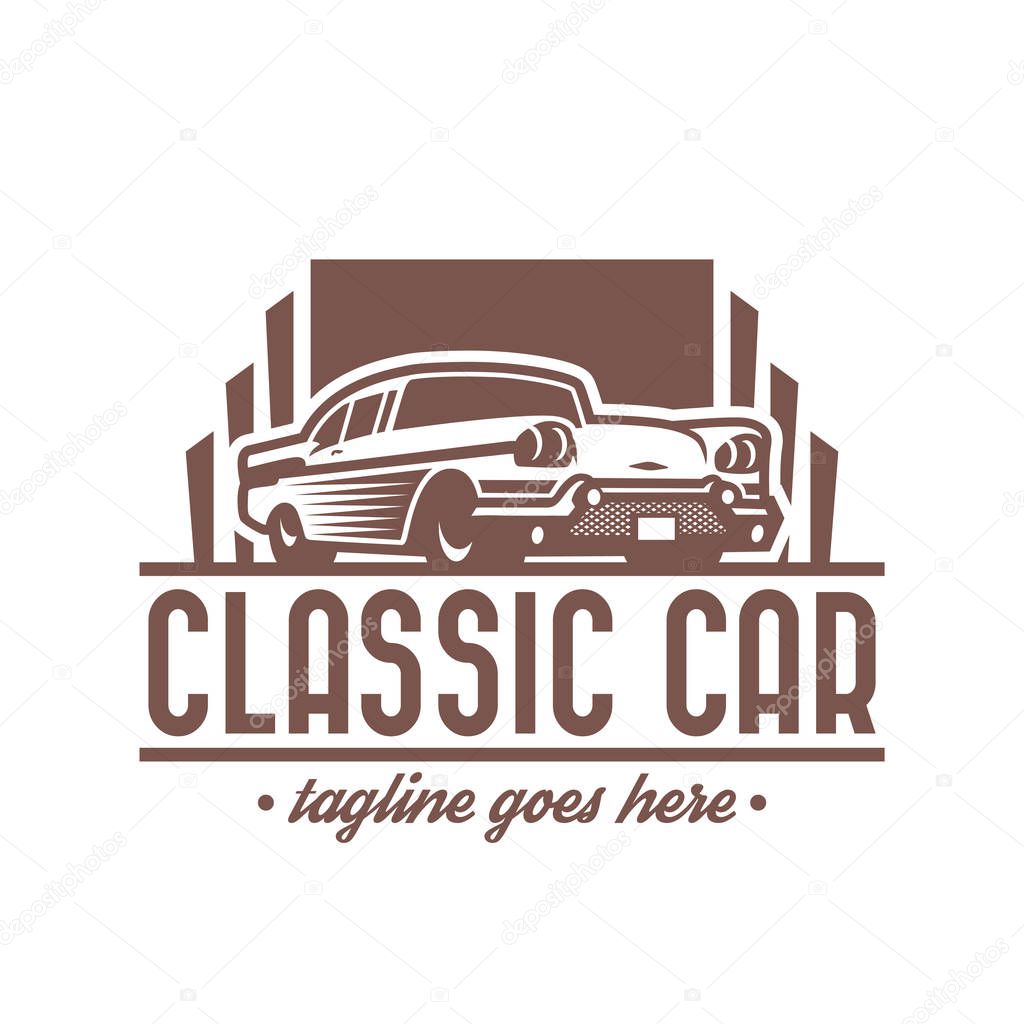 A template of classic or vintage or retro car logo design. vintage style